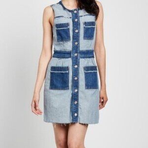 7 For All Mankind Luxe Mini Dress Small Inside Out distressed denim sleeveless